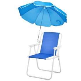 Folding Beach Chair With Umbrella For Adults, Lightweight Porable Camping Chair With 265lbs Capacity For Travel Picnic Concert & Outdoor Activiti (Color: Blue)