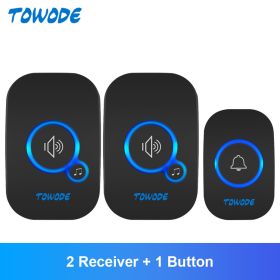 Home Wireless Doorbell 433Mhz Welcome Friend Smart Doorbell 150Meters Long Distance 32 Songs 4 Level Volumes Door Chimes (Plug Type: US plug, Color: Black Color Kit 3)