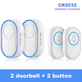 Wireless Doorbells 150M Remote Waterproof Door Bells 39 Door Bell Chimes for Home Apartments; 4 Volume Levels with LED (Plug Type: US plug, Color: D)