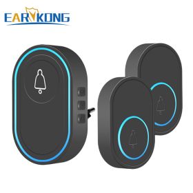 Intelligent Wireless Doorbell Home Welcome Doorbell Waterproof 300m Remote Smart Door Bell Chime EU UK US Plug Optional (Plug Type: US plug, Color: 1receiver 2buttons C)