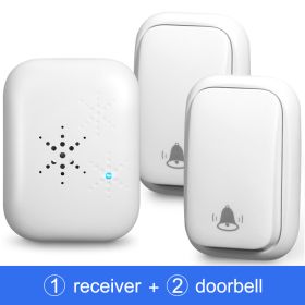 Awapow Self Powered Waterproof Wireless Doorbell Smart Home Without Battery Doorbell With Ringtone 150M Remote Receiver Bell (Plug Type: US plug, Color: 2doorbell 1receiver)