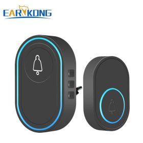 Intelligent Wireless Doorbell Home Welcome Doorbell Waterproof 300m Remote Smart Door Bell Chime EU UK US Plug Optional (Plug Type: US plug, Color: 1receiver 1button A)